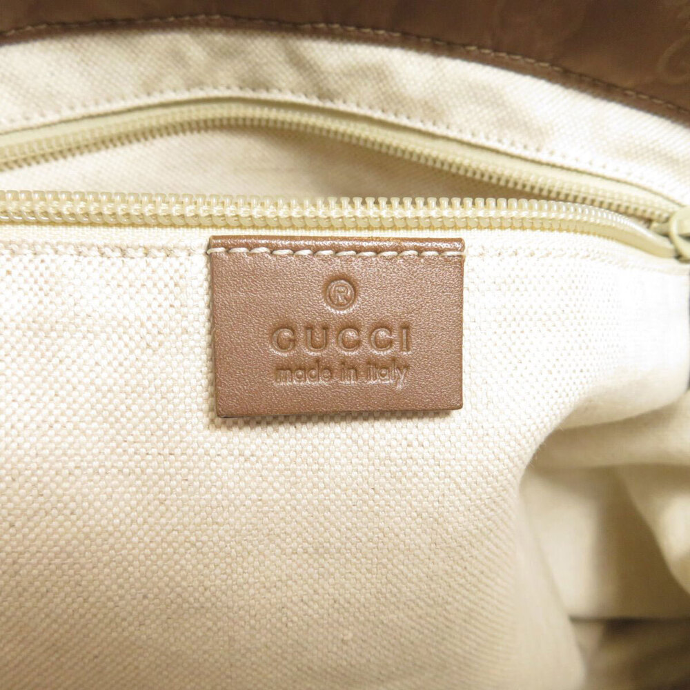 Gucci brown leather bag trim canvas tote GG - Picture 6 of 11